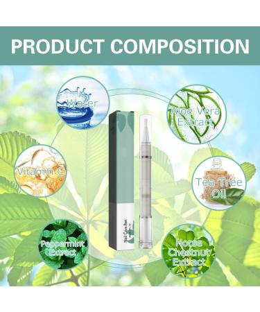 4-Piece Nail Care Pen Set with Tea Tree Oil Vitamin E & Aloe Vera - Well-Groomed Fingernails & Toenails - Includes Nail File - Green - Buy Online on SooperMarket.com