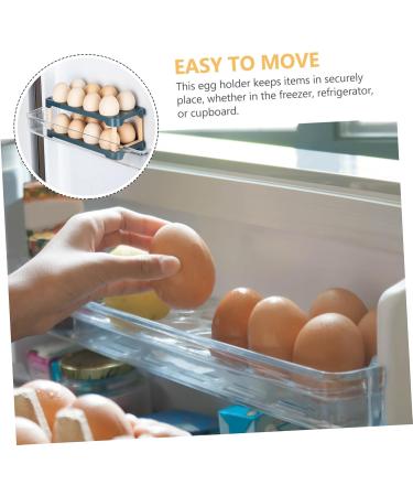 OSALADI Box Egg Carton Egg Holder Bandejas Para Comida Cutlery Tray Household Refrigerator Plastic re-usable Blue 22.3X10.1X8.9CM - Buy Online on SooperMarket.com