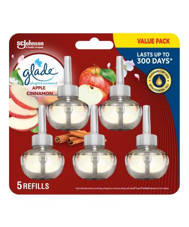 Glade PlugIns Air Freshener Refill Scented and Essential Oils for Bathroom and Home Fragrance Apple Cinnamon 5 Count