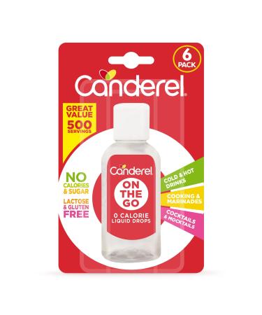 Canderel On The Go Liquid Sweetener 6 x 55 ml | Zero Sugar and Zero Calories | 500 Servings | (6 Pack)