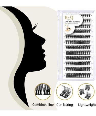 72 B&Q D Curl Cluster Lashes | Natural DIY Soft Eyelash Extensions - 12mm D-12 UK-FD-B48 - Buy Online on SooperMarket.com