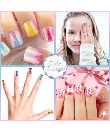 112 Pcs Fake Nails for Kids - Pre-glue Press on Nails Kit for Girls Ages 7-12 - Child Holiday Party Gift - Buy Online on SooperMarket.com