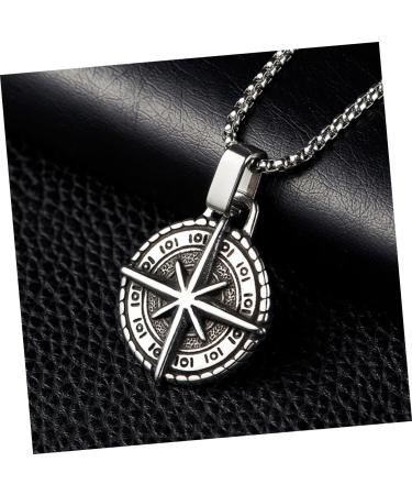 CHILDWEET 1pc Compass Necklace Mens Necklace Mens Pendants Vintage Star Necklace Man Stainless Steel Jewelry - Buy Online on SooperMarket.com