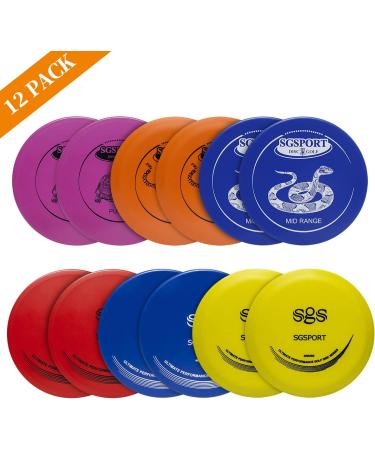 Disc Golf Set with Bag - 12-Piece Flying Discs for Beginners | Portable Backpack Holds 28+ Discs | Yellow - Buy Online on SooperMarket.com