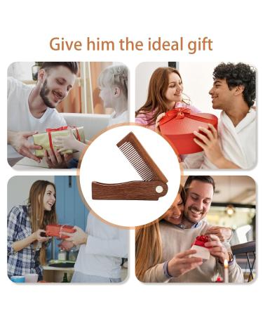 Natural Wooden Beard Comb for Men - Folded Mustache & Beard Brush | Antistatic Pocket Beard Care Tool - Buy Online on SooperMarket.com
