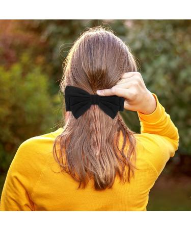 Black Velvet Hair Bow Clips - Set of 4 Large Bow Hair Accessories for Women - Buy Online on SooperMarket.com