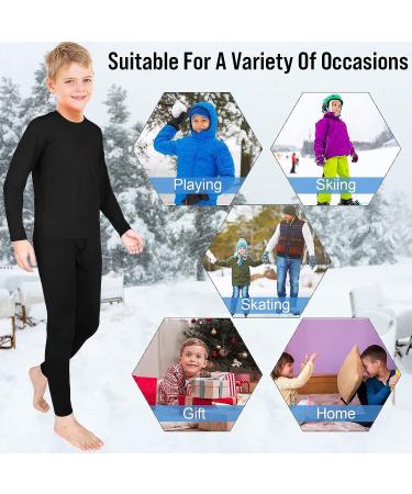 Silkfly Boys Thermal Underwear Set - Fleece Lined Long Johns for Kids - Base Layer Shirt and Pants Set - Winter Large - Buy Online on SooperMarket.com