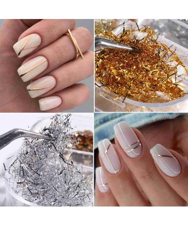 Gzmayuen Leaf Gold Nail Art Glitter Foil Flakes for Nail Decoration | 2 Boxes Golden Aluminum Foil Seedlettes - Buy Online on SooperMarket.com