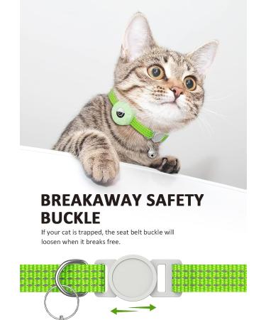 Reflective Airtag Cat Neck Band with Bell - Luminous Green Kitten Collar for Puppies & Cats - Buy Online on SooperMarket.com