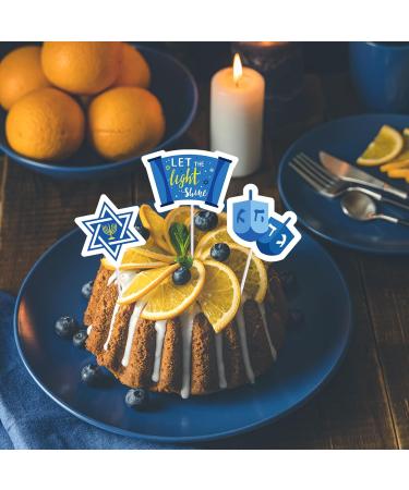 Whaline 48Pcs Happy Hanukkah Cupcake Topper Menorah Star Gnome Cupcake Picks Blue Chanukah Food Picks for Cake Decoration Party Supplies - Buy Online on SooperMarket.com