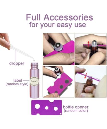 Alledomain 10Pcs 10ml Essential Oil Roller Bottles Refillable Rose Gold Color Roll on Bottles Glass Roll Bottles with Stainless Steel Balls & Rose Gold Cap Include 12 Labels Dropper & Opener Color 2 - Buy Online on SooperMarket.com