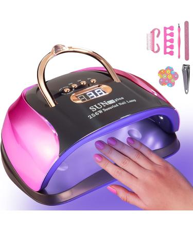 256W UV LED Nail Lamp for Gel Nails - Professional Salon Curing Light with 4 Timer Settings and Dual Light Beads - Includes 6 Free Gifts - Buy Online on SooperMarket.com