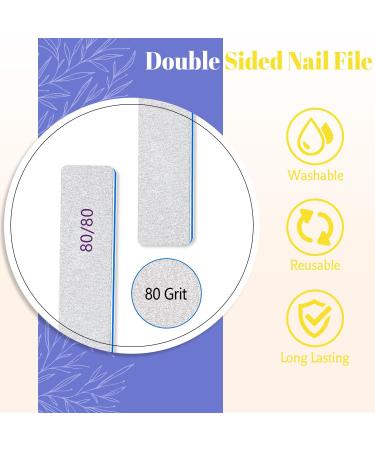 25 Pcs 80/80 Grit Nail Files for Acrylic and Gel Nails - Professional Double Sided Emery Board for Home and Salon Use - Coarse G80/80 Nail File for False Nails - Buy Online on SooperMarket.com