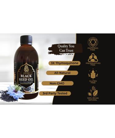 Everything Black Seed Black Seed Oil (Nigella Sativa Black Cumin) 100% Cold Pressed 3X Thymoquinone- Glass Bottle (8.5oz/250ml) - Buy Online on SooperMarket.com