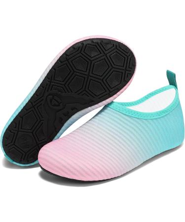 VIFUUR Kids Water Shoes - Quick Dry Aqua Socks for Beach Swim - Gradient Pink - Size 3-4 Big Kid - Buy Online on SooperMarket.com