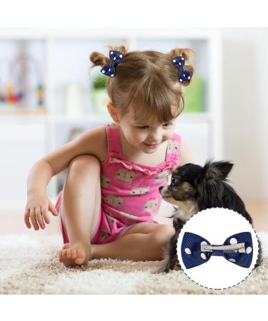 Navy Blue Girls School Hair Accessories Kit - 48Pcs Ribbon Hair Barrettes, Headband, Ponytail Holder, Elastics Bands - Perfect Birthday Gift - Buy Online on SooperMarket.com
