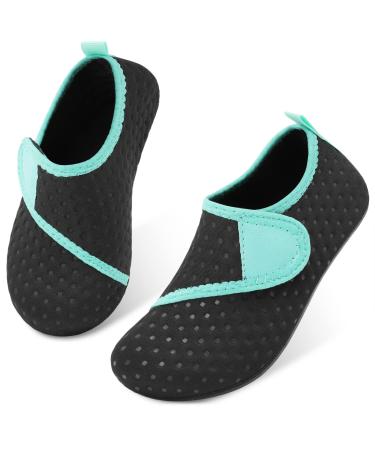 JIASUQI Kids Boys Girls Water Shoes Quick Dry Barefoot Aqua Socks for Beach Swimming Pool 10.5/11 UK Child Black Blue Strip