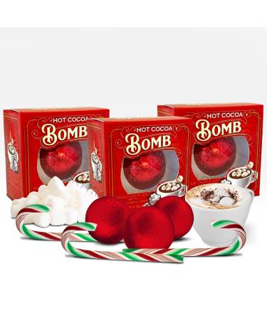 3x Hot Chocolate Bombs with Marshmallows 3x Christmas Candy Canes Sweets Christmas Eve Box Fillers for Kids Teenage Girls Boys Toddler Adults | Xmas Stocking Fillers Drinking Chocolate Peppermint (3)