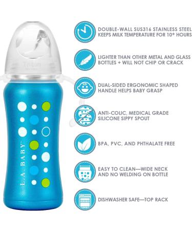 9oz Insulated Stainless Steel Sippy Cup for Toddlers | Leak-free, Non-toxic, Medical Grade Silicone | Blue Sapphire - Buy Online on SooperMarket.com