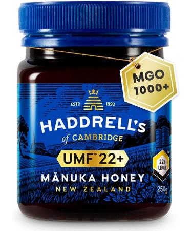 Haddrell's of Cambridge Manuka Honey | UMF 22+/MGO 970+ | Natural Premium New Zealand Manuka Honey | 250 Grams - Buy Online on SooperMarket.com