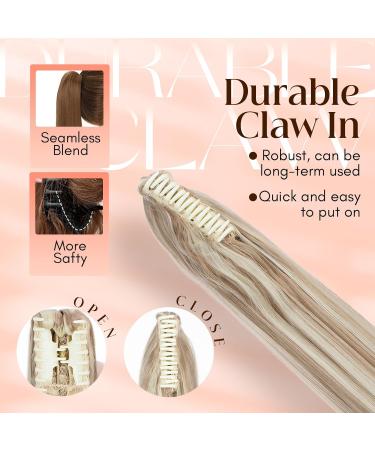 TESS Claw Clip in Ponytail Hair Extensions 26 Inches Straight Ponytail Extension Ash Blonde Balayage Hair Extensions Clip in Ponytail Blond for Women 150g - Buy Online on SooperMarket.com