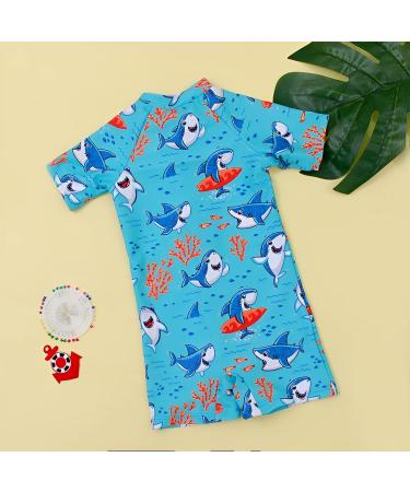 PythJooh Baby Boy Swimsuit Rash Guard One Piece Beach Swimwear Shark Print Shorts | 18-24 Months - Swimming Shark - Buy Online on SooperMarket.com