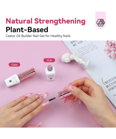 SAVILAND Builder Nail Gel - Clear Pink Thickening Gel with Castor Oil & Vitamin E | LED Cured Hard Gel for Home Nail Care & Strengthening - Buy Online on SooperMarket.com