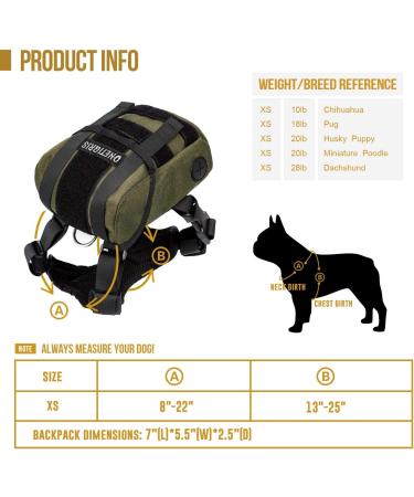 OneTigris Ranger Green X-Small Dog Pack Backpack for Camping, Hiking, and Walking with Litter Bag Exit - Buy Online on SooperMarket.com