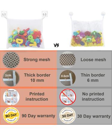 Bath Toy Holder & Organizer - Mesh Bag for Shower & Tub Toys Storage | Kids Bathroom Toy Caddy - Vanilla - Buy Online on SooperMarket.com