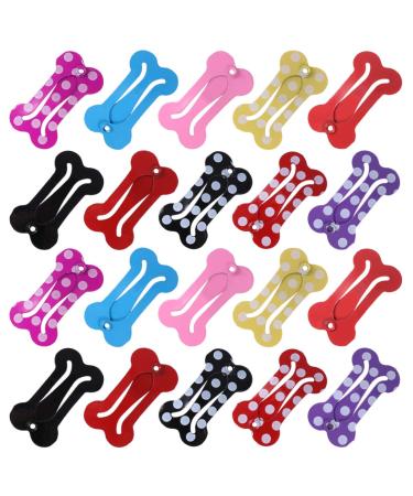 STOBOK 20pcs Mini Pet Hair Clip Bone- Shaped Snap Puppy Cat Dog Hair Bows Dog Grooming Topknot Bows Side Band Barrette for Cat Puppy Party Birthday Hair Accessories Random Color