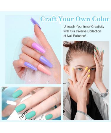 LKE Gel Nail Polish Kit with 72W UV Lamp | 6 Macaron Colors + Top & Base Coat | Manicure DIY Gifts for Women - Buy Online on SooperMarket.com