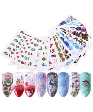 Nail Art Stickers Self Sdhesive Liwein Christmas Nail Stickers Gel Nails Water Transfer Decals Stickers for Women Girls Ladies Nails Art Design (Blue)