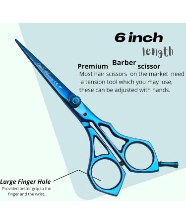 Glamified Glam Blue 6'' Hairdressing Scissors Professional Hairdressers Scissors Barber Scissors for Hair Cutting RightHand Hair Cutting Scissors Sharp Blades Hair Scissors for Women Men & Kids. - Buy Online on SooperMarket.com