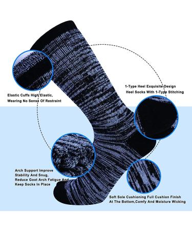 Enerwear Men's Cotton Crew Socks 10-13, 10-Pack - Moisture Wicking, Heavy Cushion, Black Heel/Grey Foot - Buy Online on SooperMarket.com