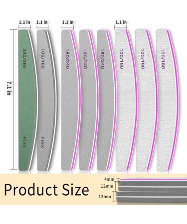 8 Pcs Professional Nail Files and Buffers - Double Sided 100/180/240 Grit for Natural and Acrylic Nails - Shaping & Smoothing Kit - Buy Online on SooperMarket.com
