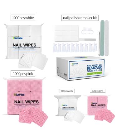 BLUERISE Pink Nail Wipes 500pcs - Lint Free, Absorbent, Eyelash Extension Glue Cleaning Pads - Buy Online on SooperMarket.com