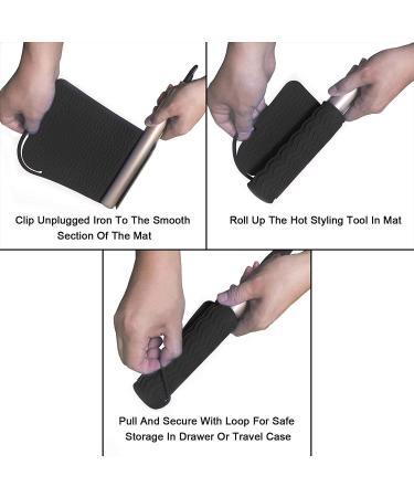 Black Silicone Heat Resistant Travel Mat - Anti-Heat Pad for Hair Straighteners & Curling Irons | Perfect for Styling on the Go - Buy Online on SooperMarket.com