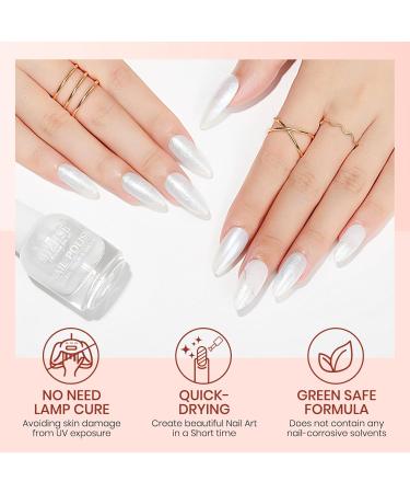 MIZHSE 15ml Quick Dry Nail Polish Blue White Pearl Nail Polish Varnish Glitter Holographic Nail Art Fingernail and Toenail Polish Manicure DIY at Home - Buy Online on SooperMarket.com