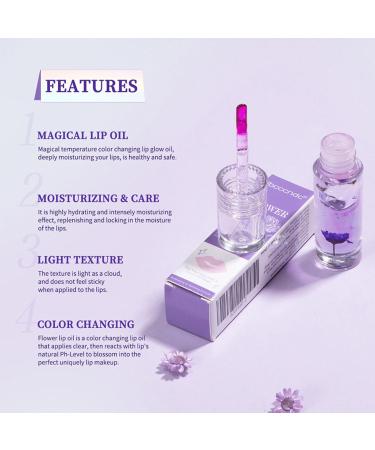 Color Changing Lip Gloss - 5 Color Flower Lip Oil for Hydration & Plumpness | Long Lasting Gloss for Women & Girls - Buy Online on SooperMarket.com