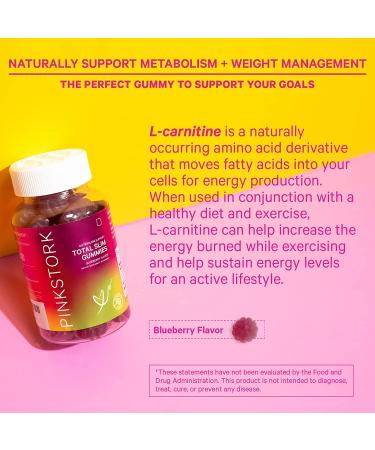 Pink Stork Total Slim Gummies - Sugar-Free Energy Gummy for Women - Metabolism and Post-Workout Support - 60 Blueberry Gummies - Buy Online on SooperMarket.com