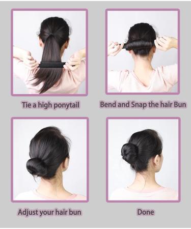 3 Pcs Fast Bun Maker - Easy Snap Doughnut Styling for Hair Buns - French Twist Hair Fold Wrap - Black - Girls Women - Buy Online on SooperMarket.com