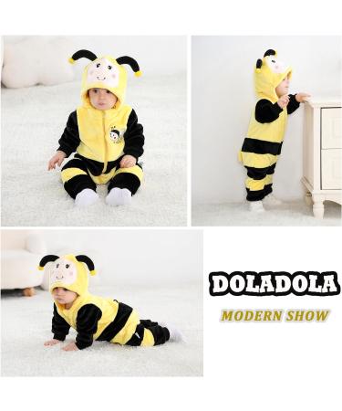 Doladola Unisex Baby Toddler Romper Jumpsuit Hooded Cartoon Sleepsuit 12-18 Months - Bee Design - Buy Online on SooperMarket.com