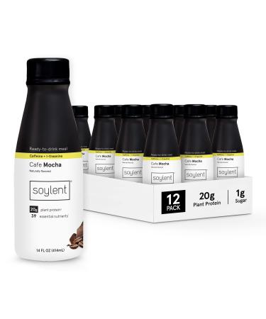 Soylent Cafe Mocha Meal Replacement Shake with Caffeine and L-Theanine, Contains 20g Complete Vegan Protein, Ready-to-Drink, 14oz, 12 Pack