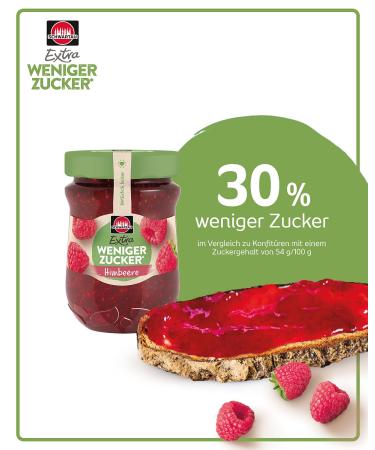 Schwartau Extra Less Sugar Raspberry Fruit Spread - Reduced Sugar 300g | Buy Internationally - Buy Online on SooperMarket.com