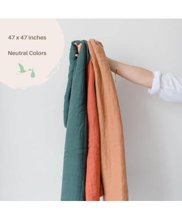 Muslin Swaddle Blankets Set of 3 - Forest Rust | Gender Neutral Baby Receiving Blankets - Buy Online on SooperMarket.com