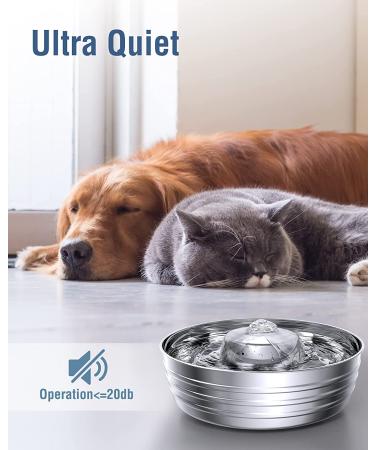 Stainless Steel Cat Water Fountain 3.6L - Automatic Pet Fountain for Dogs and Cats - Ultra-Quiet Pump - Multiple Pet Water Bowl Dispenser - Sliver - Buy Online on SooperMarket.com