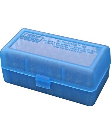 MTM 50 Round Flip-Top Rifle Ammo Box WSSM, 500 S&W Clear Blue