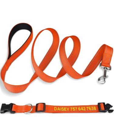 Tagme Reflective Dog Collar & Leash Set - Personalized 1.5m Double-Sided for Large Dogs - Orange (1 Pack) - Buy Online on SooperMarket.com