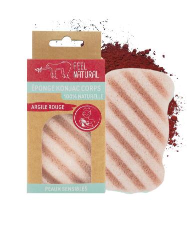 Feel Natural Konjac Sponge for Body Clay Red