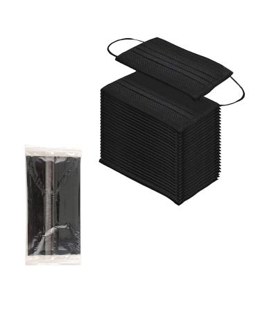 100 Pcs Individually Wrapped Disposable Face Masks,3-layer Soft Skin Earloop Mask, Retail Packaging Black